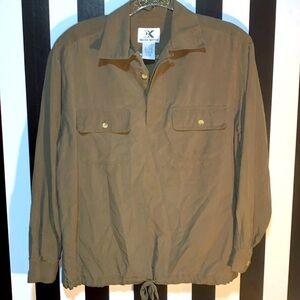100% Silk Retro Vintage 1990s Pullover Shacket Shirt Jacket Top Sm/Med Women